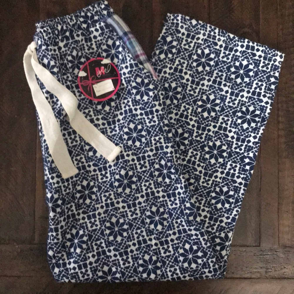 M GIRL pajama pants navy fairisle NWT size L